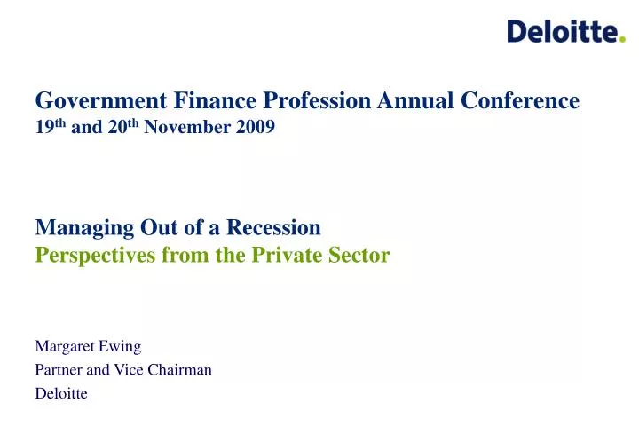 government finance profession annual conference 19 th and 20 th november 2009