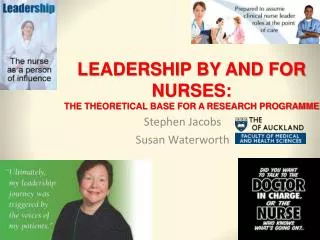 LEADERSHIP BY AND FOR NURSES: THE THEORETICAL BASE FOR A RESEARCH PROGRAMME
