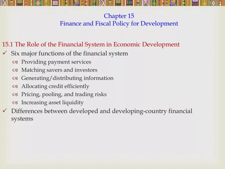 chapter 15 finance and fiscal policy for development