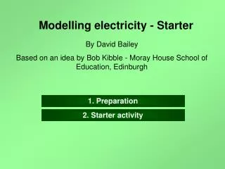Modelling electricity - Starter