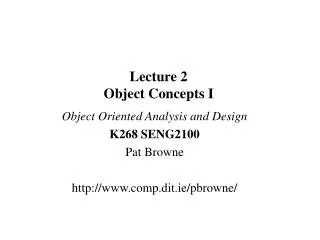 Lecture 2 Object Concepts I
