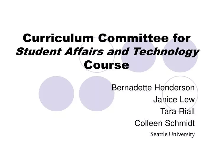 curriculum committee for student affairs and technology course