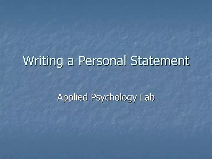 writing a personal statement
