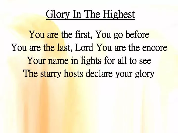 glory in the highest