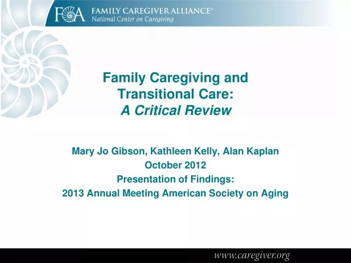 family caregiving and transitional care a critical review
