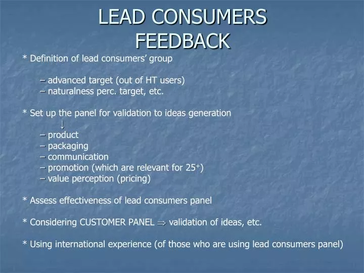 lead consumers feedback