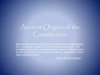 Ancient Origins of the Constitution
