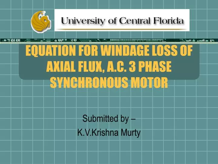 equation for windage loss of axial flux a c 3 phase synchronous motor