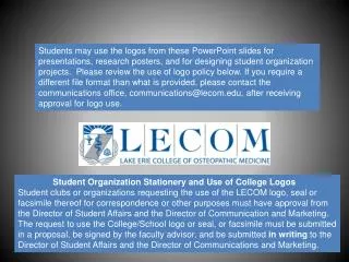 Student Organization Stationery and Use of College Logos