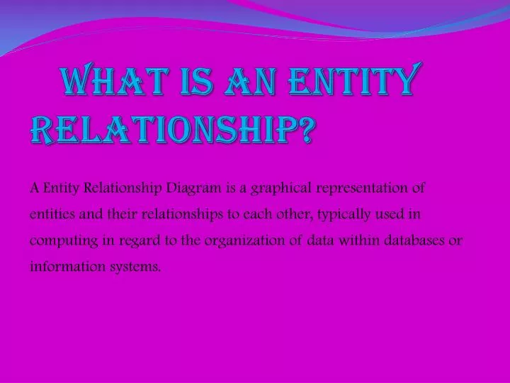 what is an entity relationship