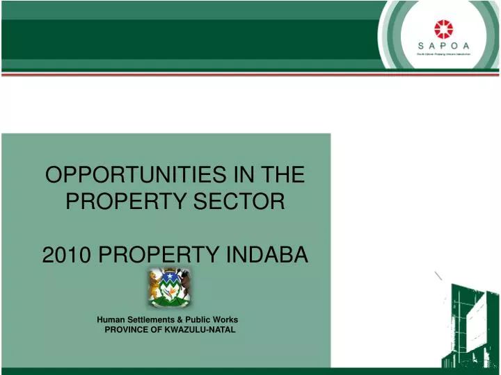 opportunities in the property sector 2010 property indaba