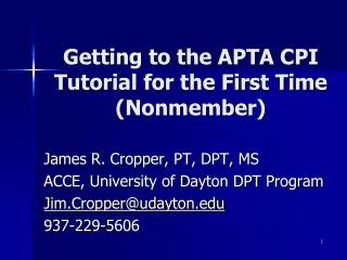 Getting to the APTA CPI Tutorial for the First Time (Nonmember)