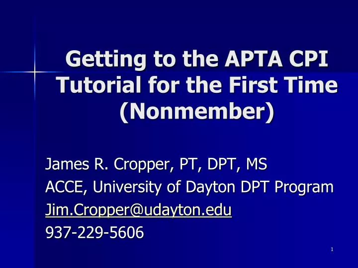 getting to the apta cpi tutorial for the first time nonmember