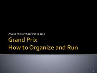 Grand Prix How to Organize and Run