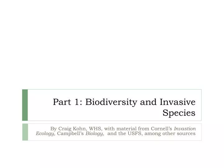 part 1 biodiversity and invasive species