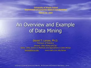 An Overview and Example of Data Mining