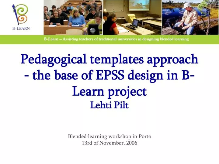pedagogical templates approach the base of epss design in b learn project lehti pilt