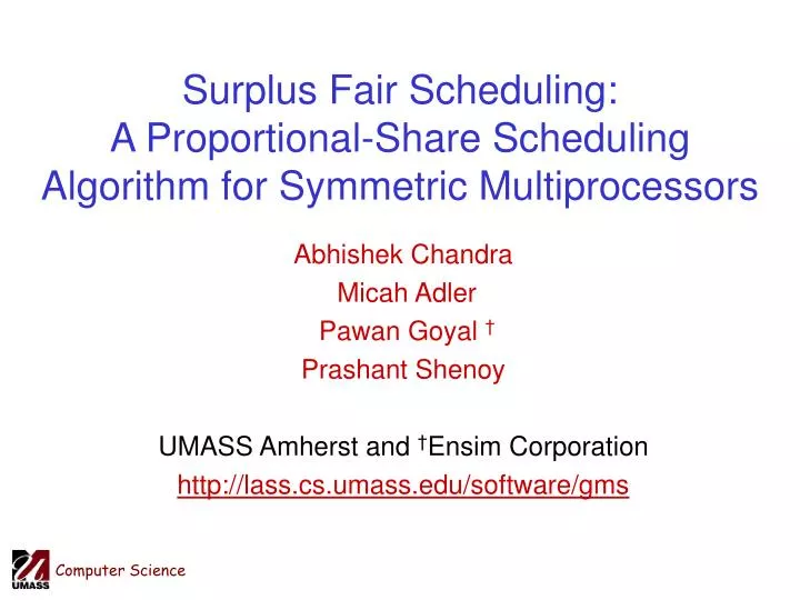 surplus fair scheduling a proportional share scheduling algorithm for symmetric multiprocessors