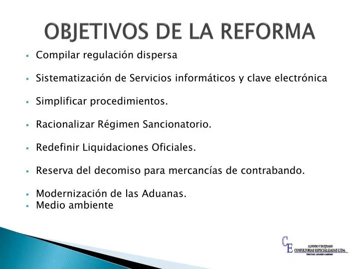 objetivos de la reforma