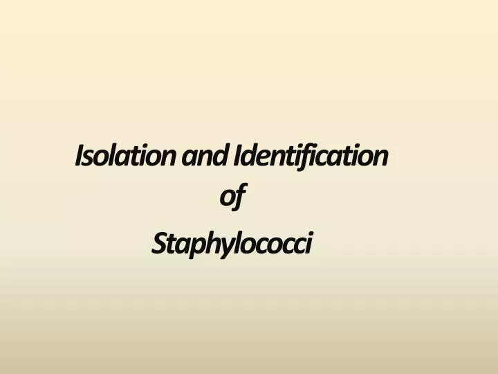 isolation and identification of staphylococci