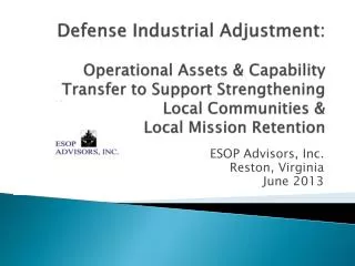 ESOP Advisors, Inc. Reston, Virginia June 2013