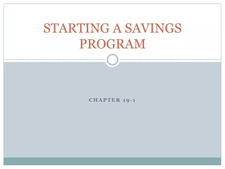 starting a savings program