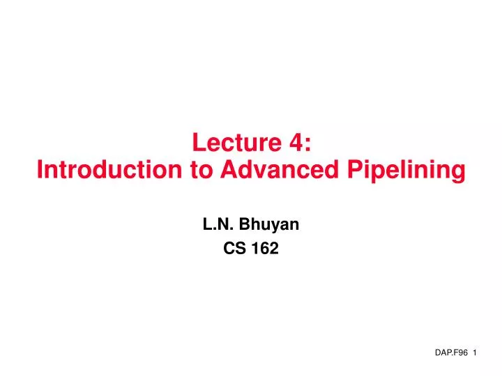 lecture 4 introduction to advanced pipelining