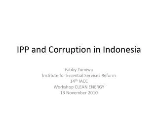 IPP and Corruption in Indonesia