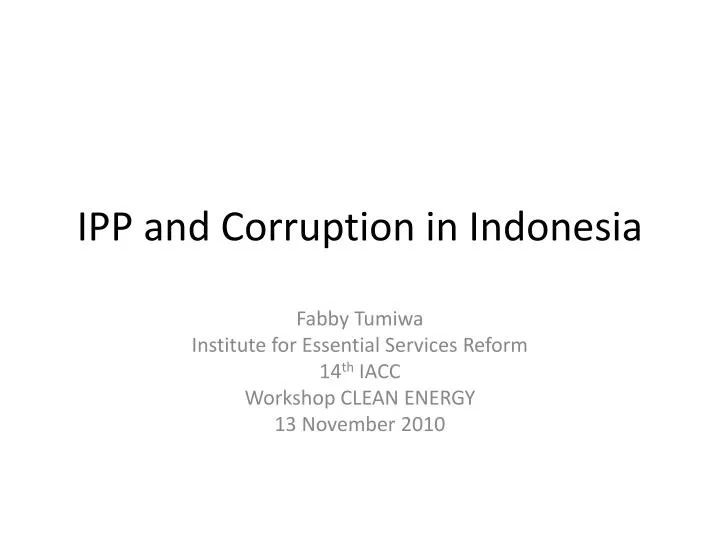 ipp and corruption in indonesia