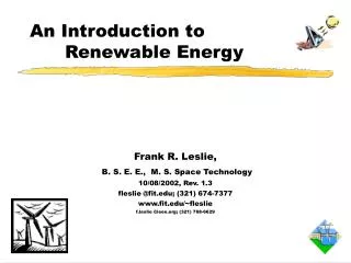 An Introduction to 				Renewable Energy