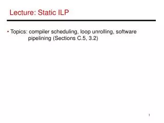 Lecture: Static ILP