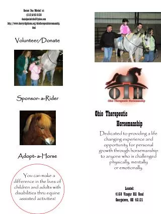 Volunteer/Donate Sponsor- a-Rider Adopt- a-Horse