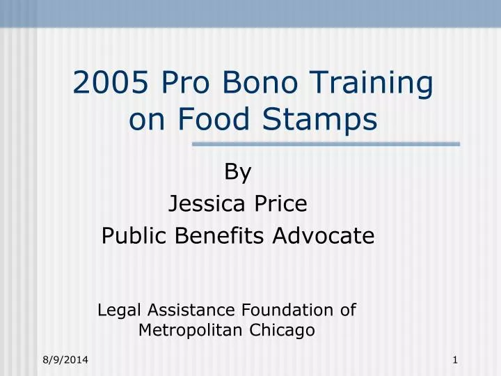 2005 pro bono training on food stamps