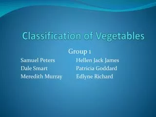 Classification of Vegetables