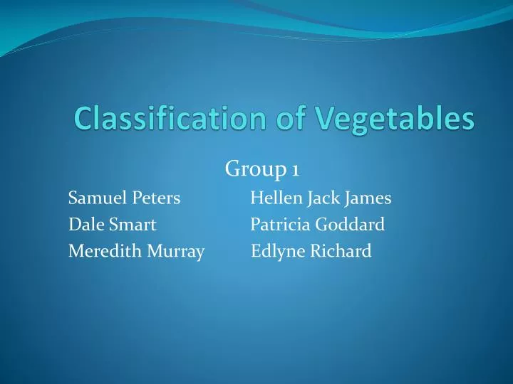 classification of vegetables