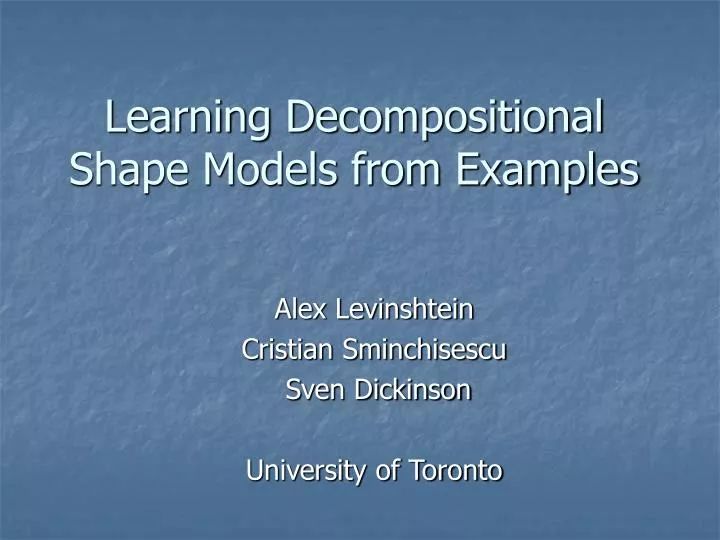learning decompositional shape models from examples