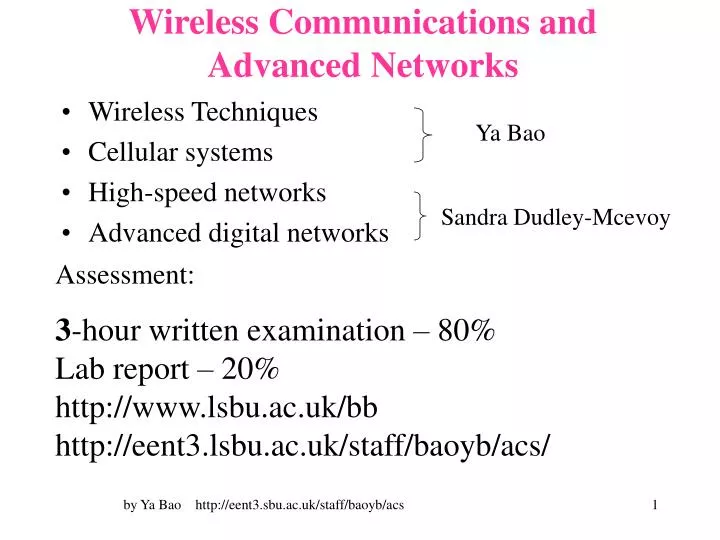 wireless communications and advanced networks