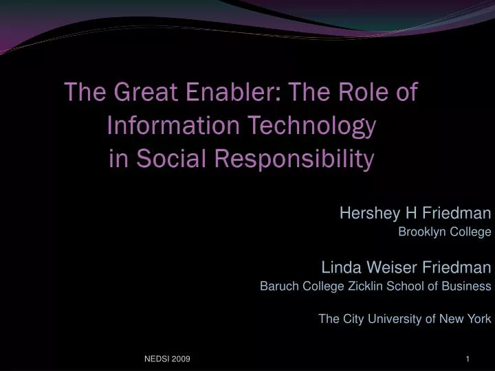 the great enabler the role of information technology in social responsibility