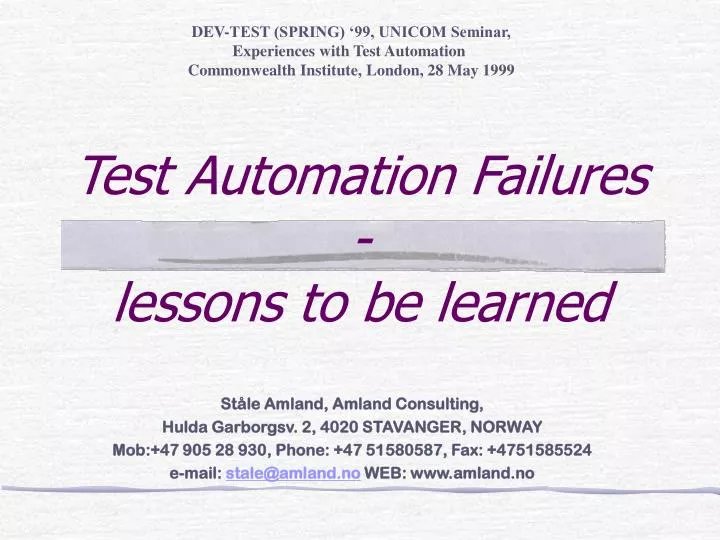 test automation failures lessons to be learned
