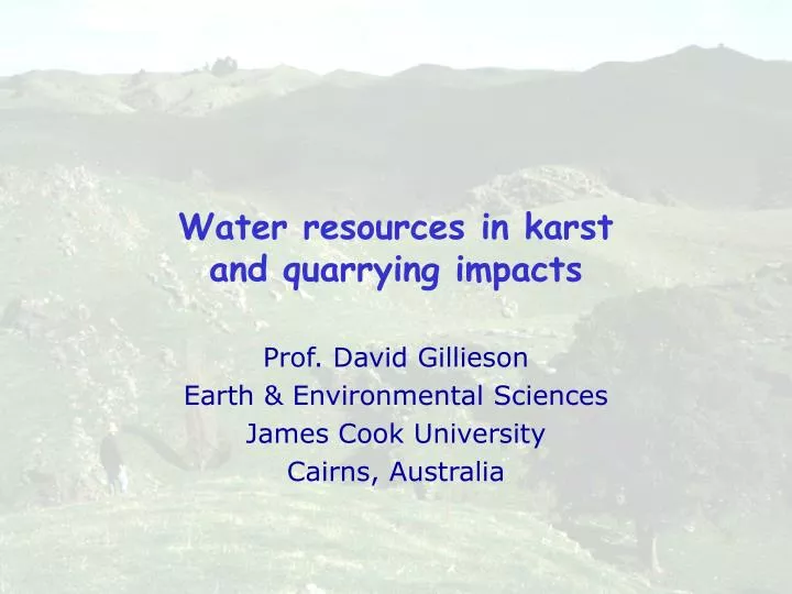 water resources in karst and quarrying impacts