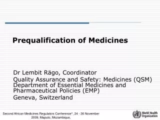 Prequalification of Medicines