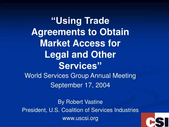 using trade agreements to obtain market access for legal and other services