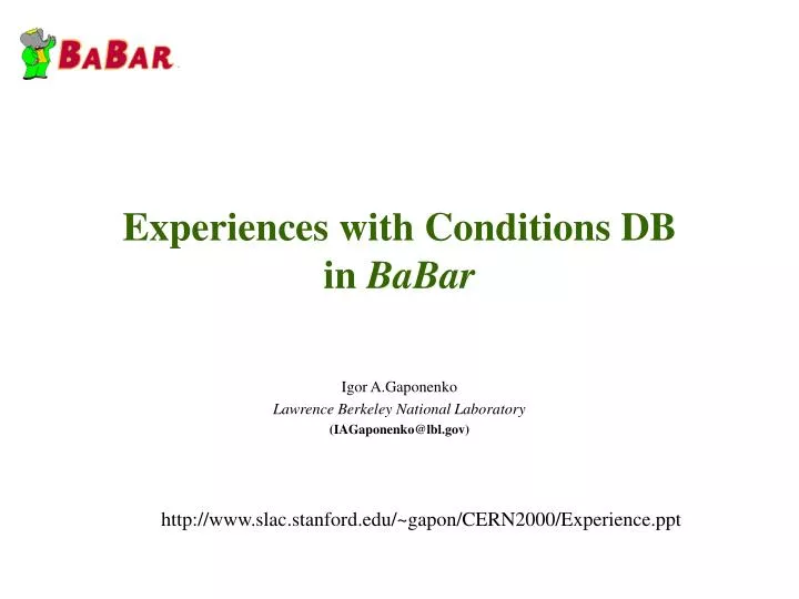 experiences with conditions db in babar
