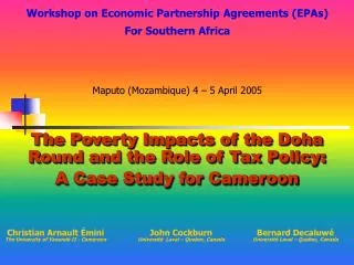 The Poverty Impacts of the Doha Round and the Role of Tax Policy: A Case Study for Cameroon