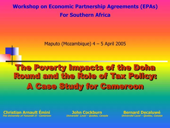 the poverty impacts of the doha round and the role of tax policy a case study for cameroon