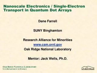Nanoscale Electronics / Single-Electron Transport in Quantum Dot Arrays