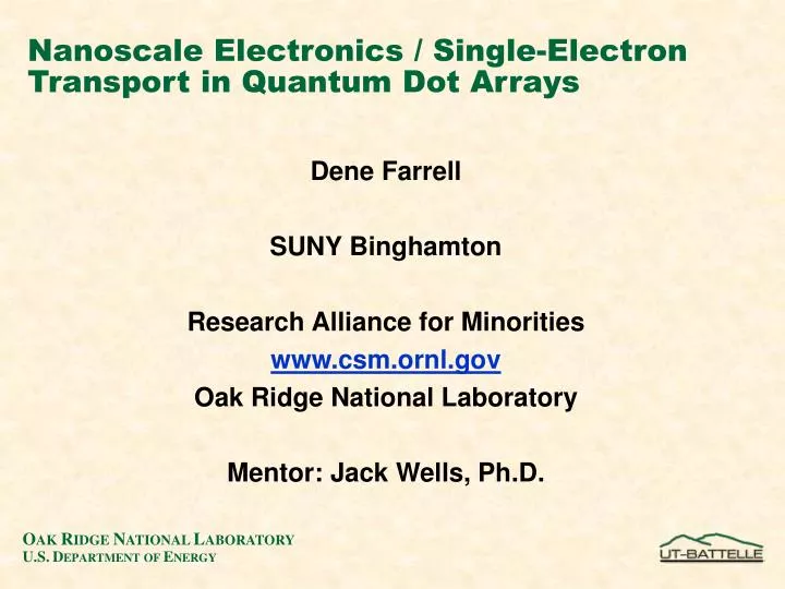 nanoscale electronics single electron transport in quantum dot arrays