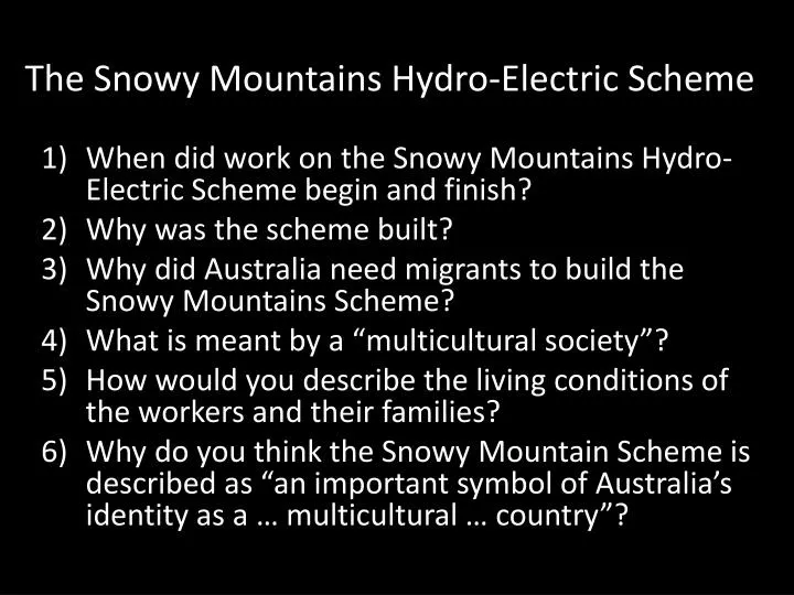 the snowy mountains hydro electric scheme