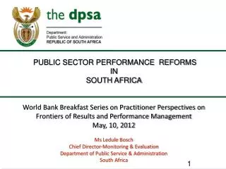 PUBLIC SECTOR PERFORMANCE REFORMS IN SOUTH AFRICA