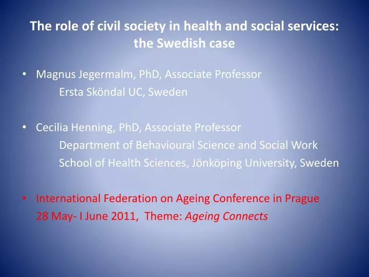 the role of civil society in health and social services the swedish case